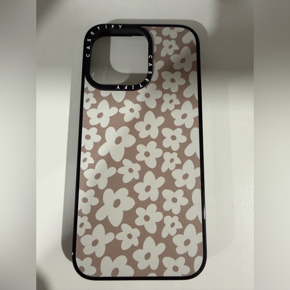 Casetify Tan and White Floral Phone Case